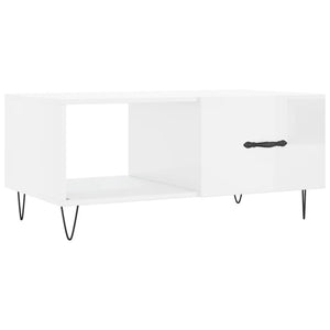 Tavolino da Salotto Bianco Lucido 90x50x40 cm Legno Multistrato 829206