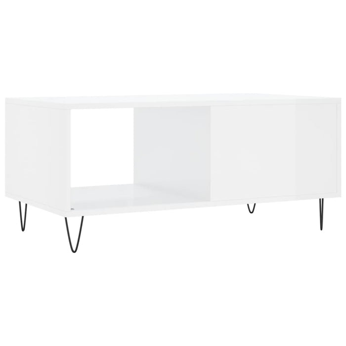Tavolino da Salotto Bianco Lucido 90x50x40 cm Legno Multistrato 829206
