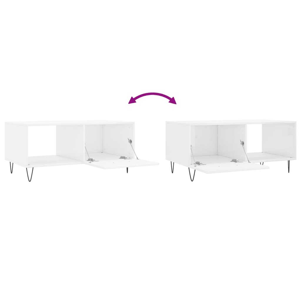 Tavolino da Salotto Bianco Lucido 90x50x40 cm Legno Multistrato 829206