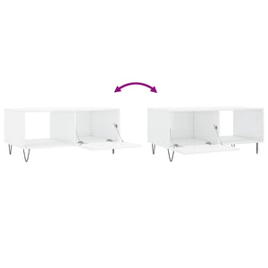 Tavolino da Salotto Bianco Lucido 90x50x40 cm Legno Multistrato 829206