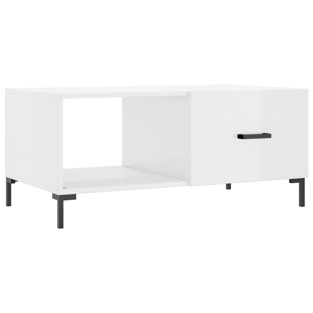 Tavolino da Salotto-Tavolino da soggiorno-Tavolo Bianco Lucido 90x50x40 cm Legno Multistrato 819118