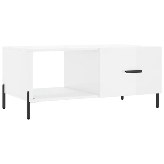 Tavolino da Salotto-Tavolino da soggiorno-Tavolo Bianco Lucido 90x50x40 cm Legno Multistrato 734052