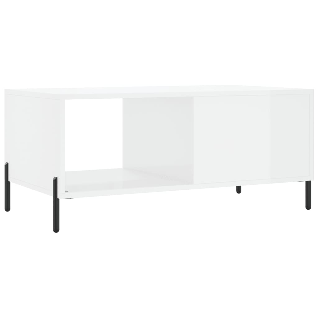 Tavolino da Salotto Bianco Lucido 90x50x40 cm Legno Multistrato 829222