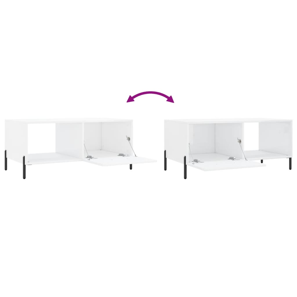 Tavolino da Salotto Bianco Lucido 90x50x40 cm Legno Multistrato 829222