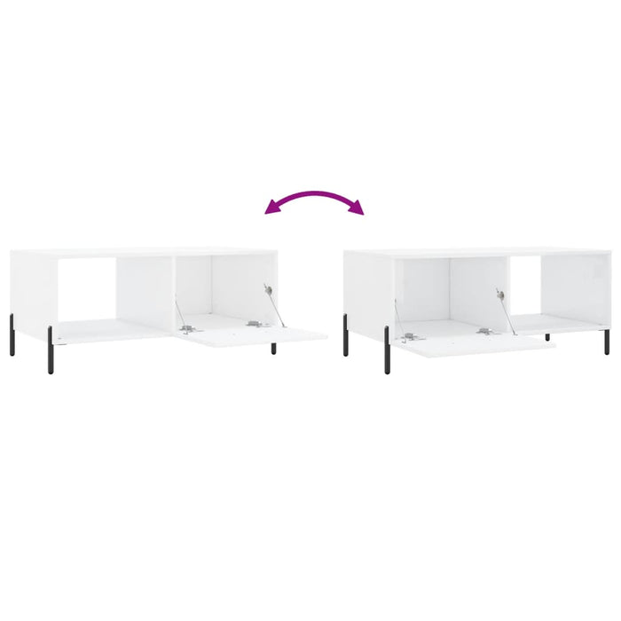 Tavolino da Salotto Bianco Lucido 90x50x40 cm Legno Multistrato 829222