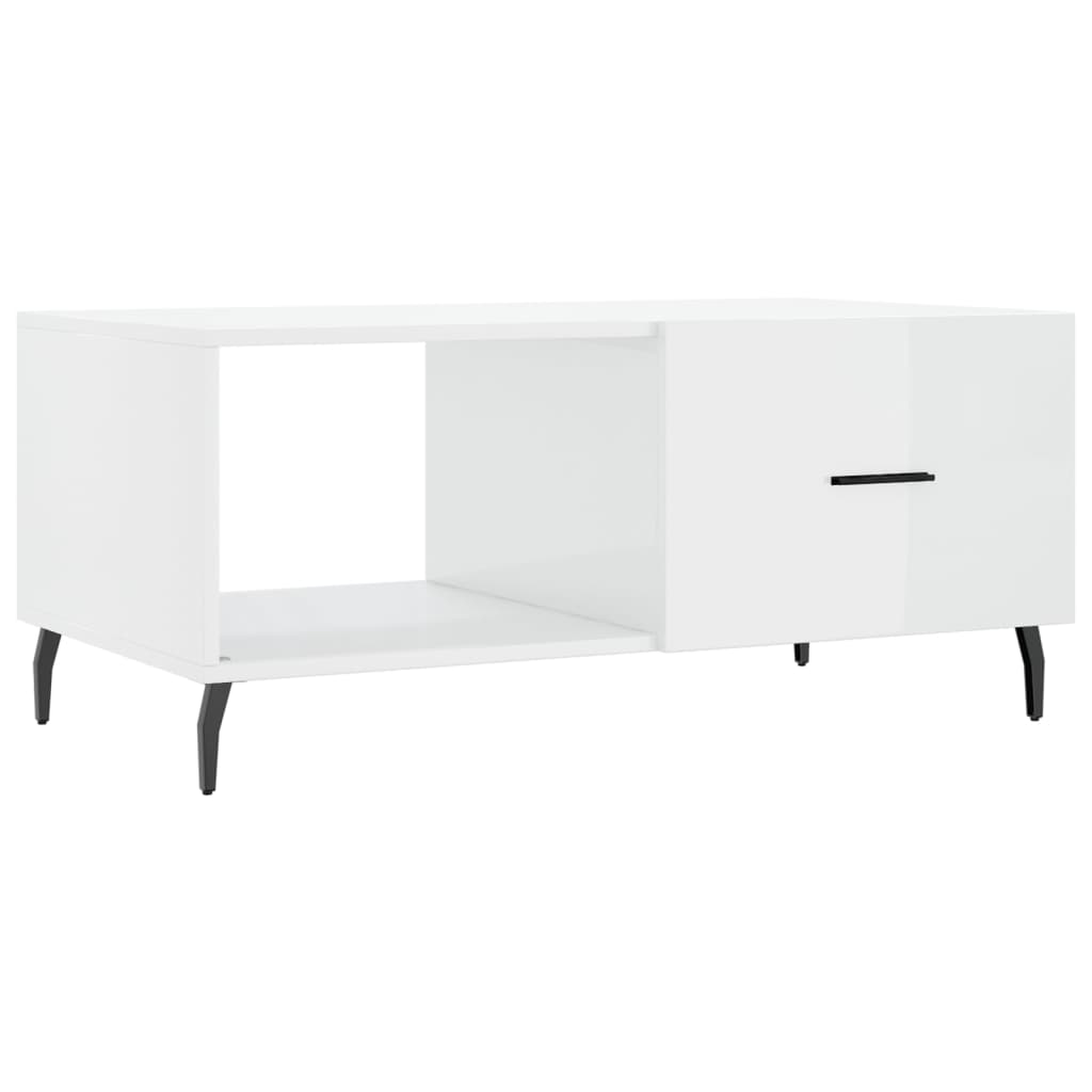 Tavolino da Salotto Bianco Lucido 90x50x40 cm Legno Multistratocod mxl 80101