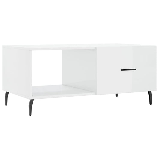 Tavolino da Salotto-Tavolino da soggiorno-Tavolo Bianco Lucido 90x50x40 cm Legno Multistrato 973435