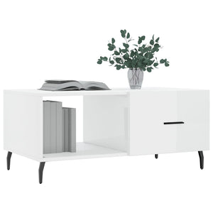 Tavolino da Salotto Bianco Lucido 90x50x40 cm Legno Multistratocod mxl 80101
