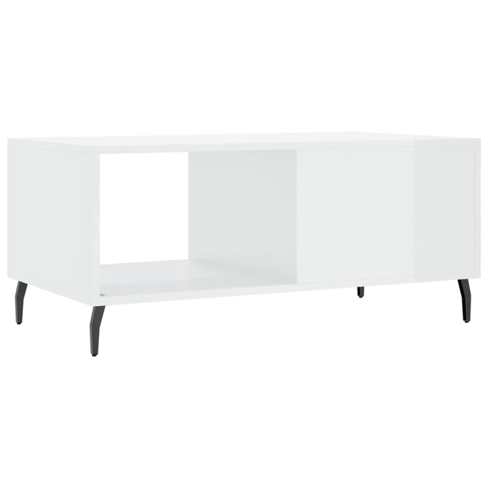 Tavolino da Salotto Bianco Lucido 90x50x40 cm Legno Multistrato 829230