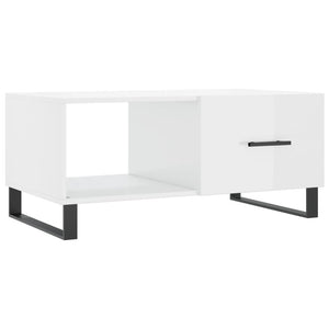 Tavolino da Salotto Bianco Lucido 90x50x40 cm Legno Multistrato 829238