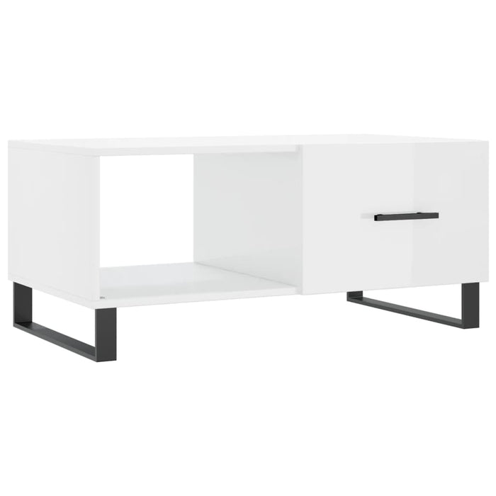 Tavolino da Salotto Bianco Lucido 90x50x40 cm Legno Multistrato 829238