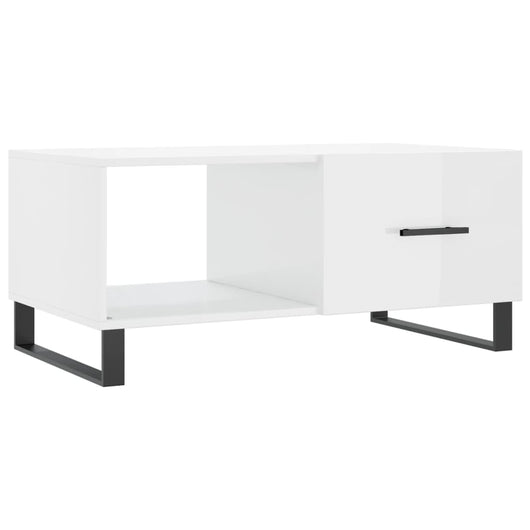 Tavolino da Salotto Bianco Lucido 90x50x40 cm Legno Multistratocod mxl 104077