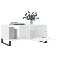 Tavolino da Salotto Bianco Lucido 90x50x40 cm Legno Multistrato 829238