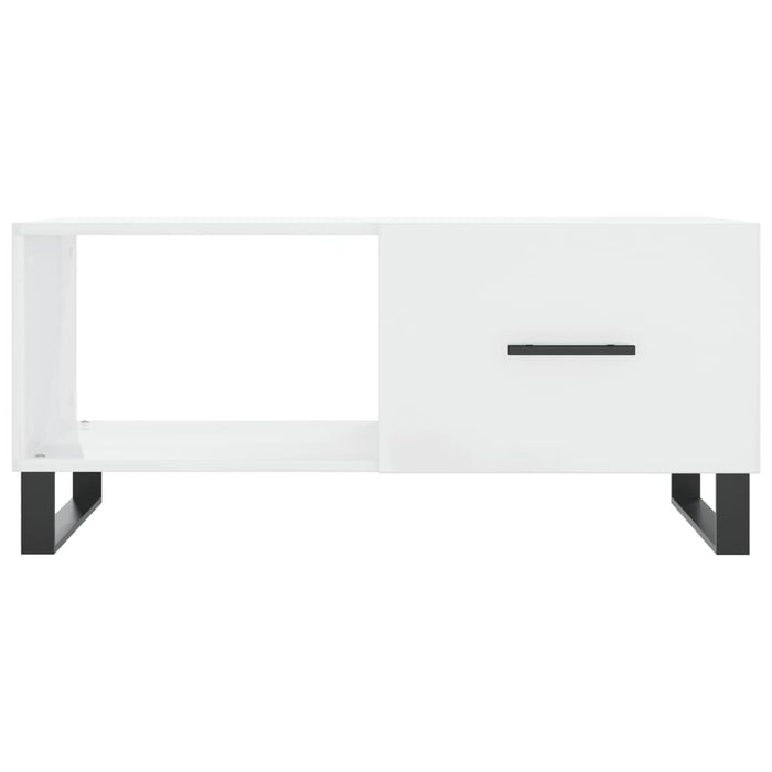 Tavolino da Salotto Bianco Lucido 90x50x40 cm Legno Multistrato 829238