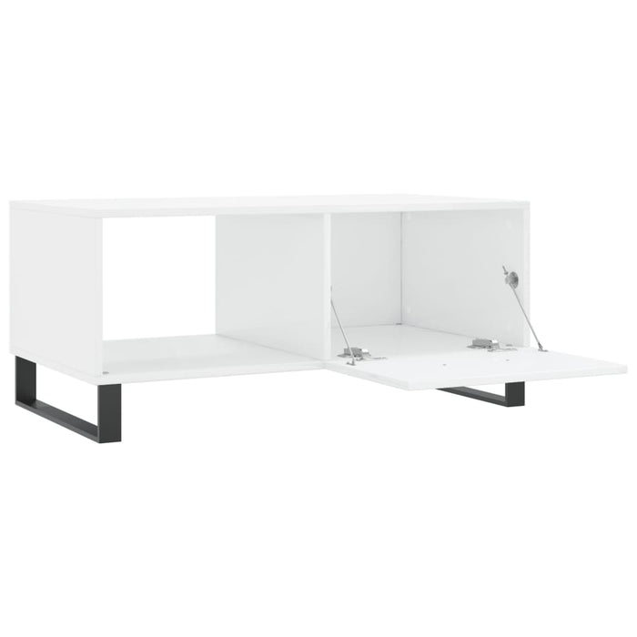 Tavolino da Salotto Bianco Lucido 90x50x40 cm Legno Multistrato 829238