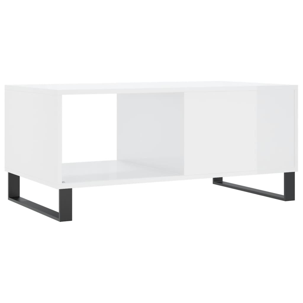 Tavolino da Salotto Bianco Lucido 90x50x40 cm Legno Multistrato 829238