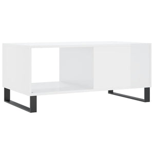 Tavolino da Salotto Bianco Lucido 90x50x40 cm Legno Multistrato 829238