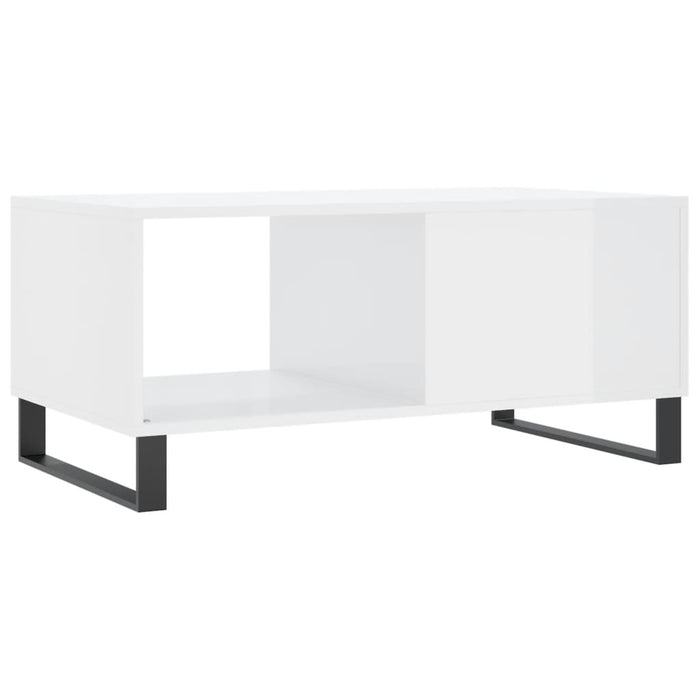 Tavolino da Salotto Bianco Lucido 90x50x40 cm Legno Multistrato 829238