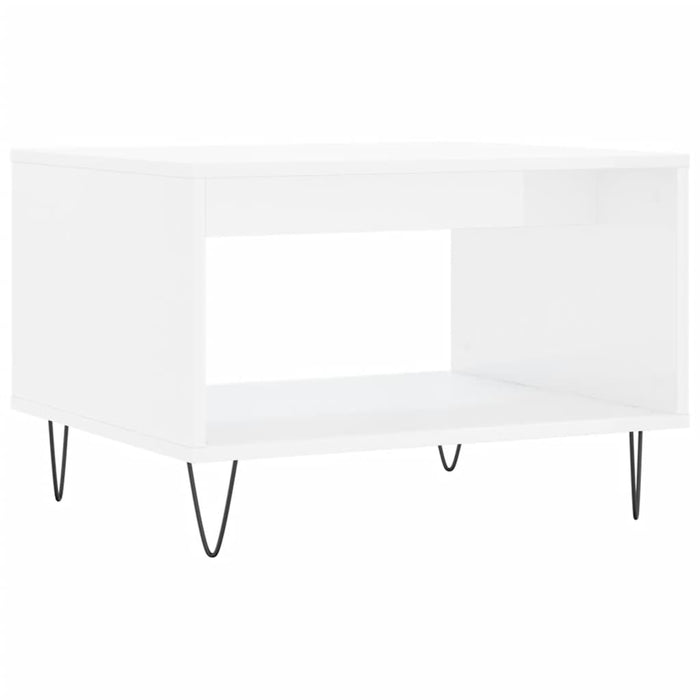 Tavolino da Salotto Bianco Lucido 60x50x40 cm Legno Multistrato 829254