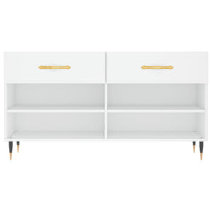 Panca Porta Scarpe Bianca 102x35x55 cm in Legno Multistrato 829716