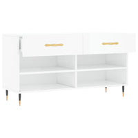 Panca Porta Scarpe Bianco Lucido 102x35x55 cm Legno Multistrato