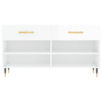 Panca Porta Scarpe Bianco Lucido 102x35x55 cm Legno Multistrato