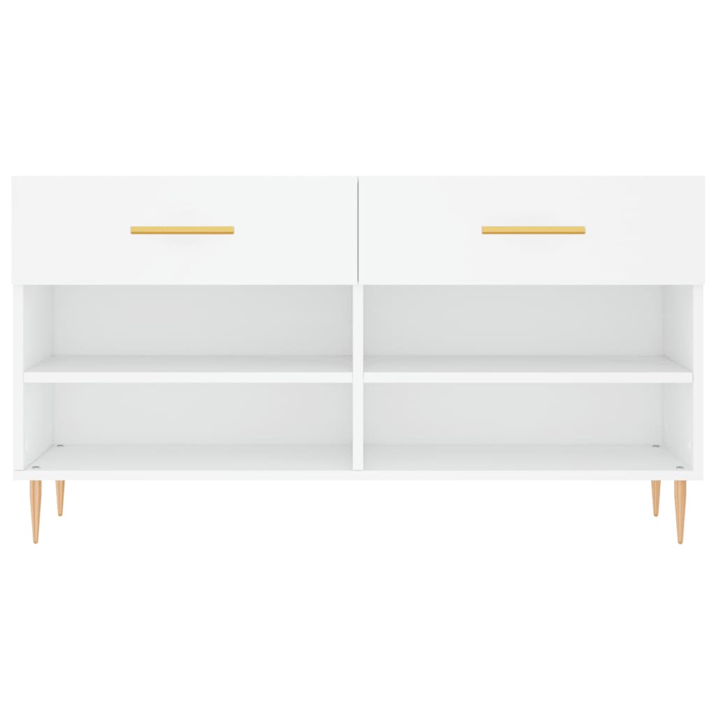 Panca Porta Scarpe Bianca 102x35x55 cm in Legno Multistrato