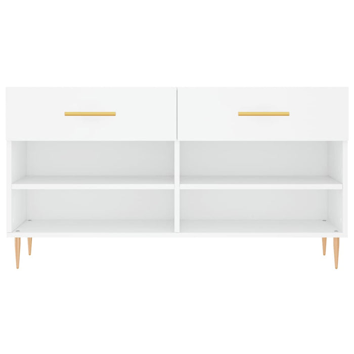 Panca Porta Scarpe Bianca 102x35x55 cm in Legno Multistrato 829724