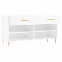Panca Porta Scarpe Bianco Lucido 102x35x55 cm Legno Multistrato