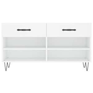 Panca Porta Scarpe Bianca 102x35x55 cm in Legno Multistrato