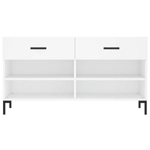 Panca Porta Scarpe Bianca 102x35x55 cm in Legno Multistrato 829740