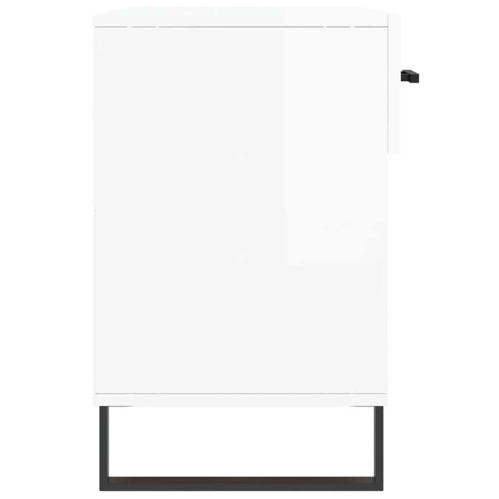 Panca Porta Scarpe Bianco Lucido 102x35x55 cm Legno Multistrato