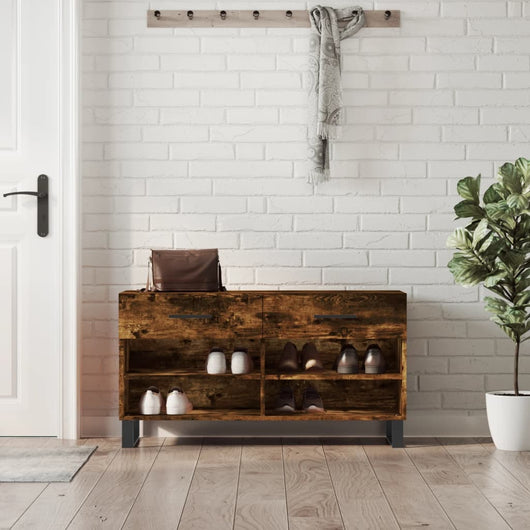 Panca Porta Scarpe Rovere Fumo 102x35x55 cm Legno Multistratocod mxl 105131
