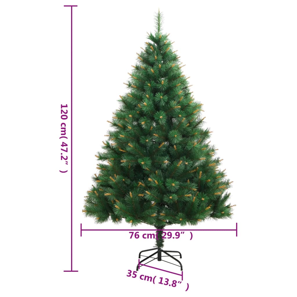 vidaXL Albero di Natale Artificiale Incernierato con Base 120 cm