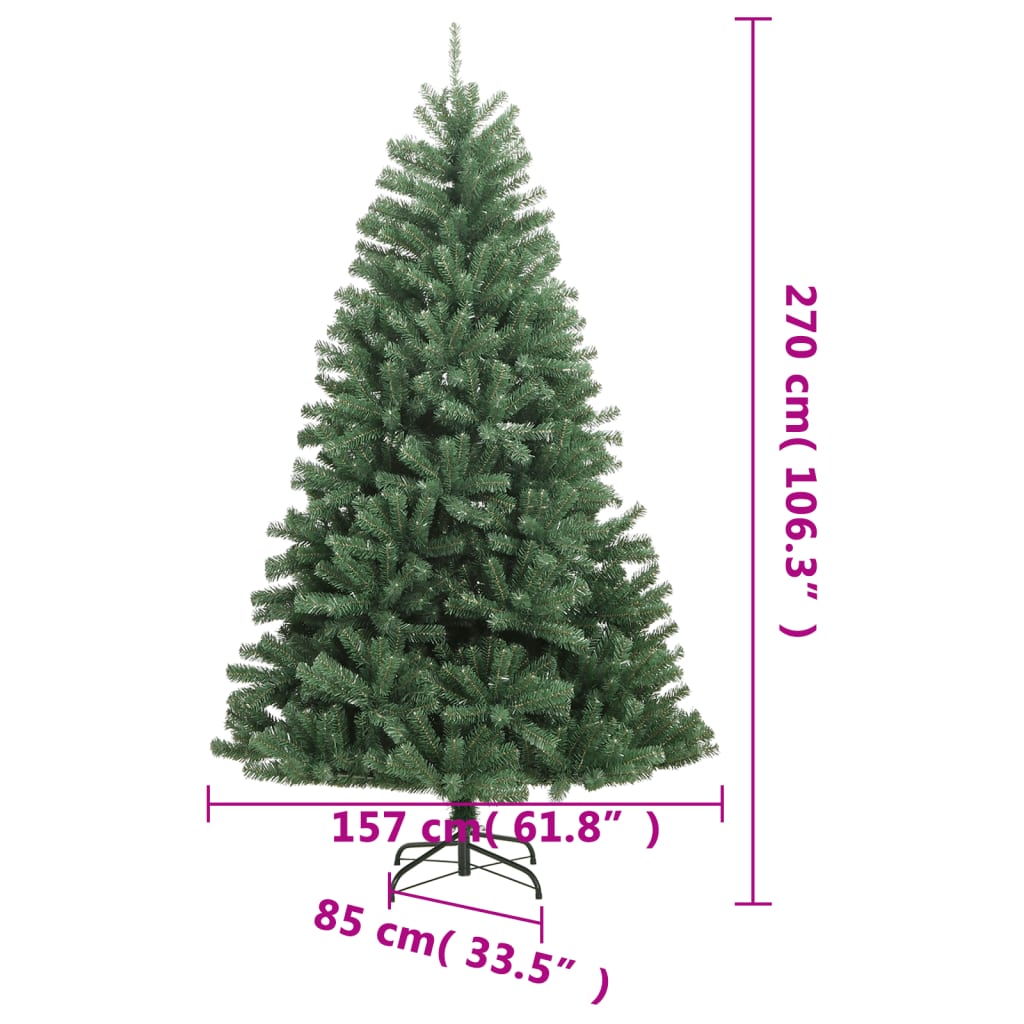 vidaXL Albero di Natale Artificiale Incernierato con Base Verde 270 cm