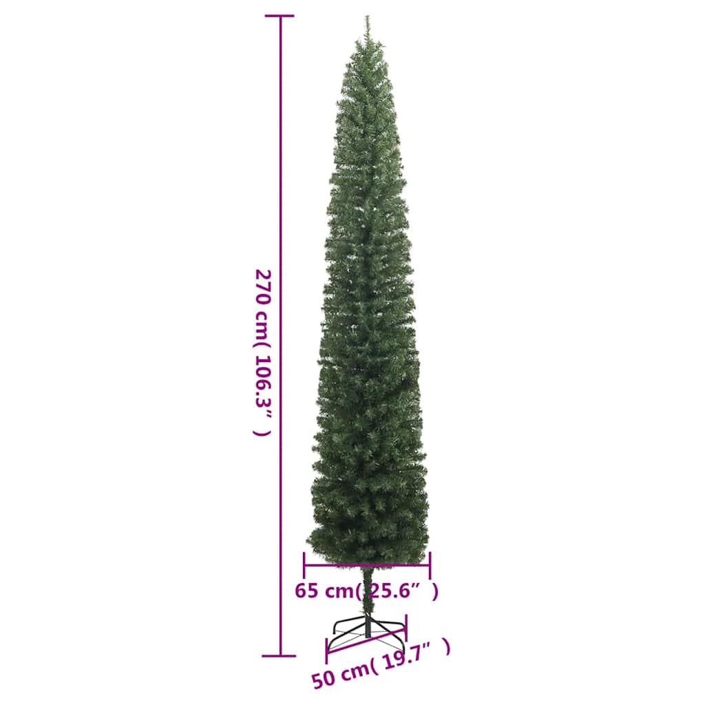 Albero di Natale Sottile con Base 270 cm in PVC 357684