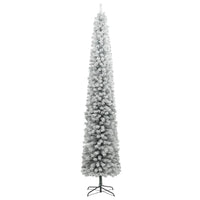 Albero di Natale Sottile con Base e Neve Floccata 270 cm PVC 357686
