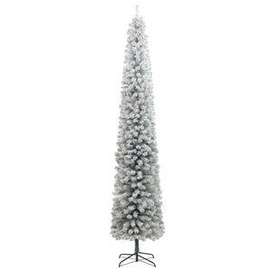 Albero di Natale Sottile con Base e Neve Floccata 270 cm PVC 357686
