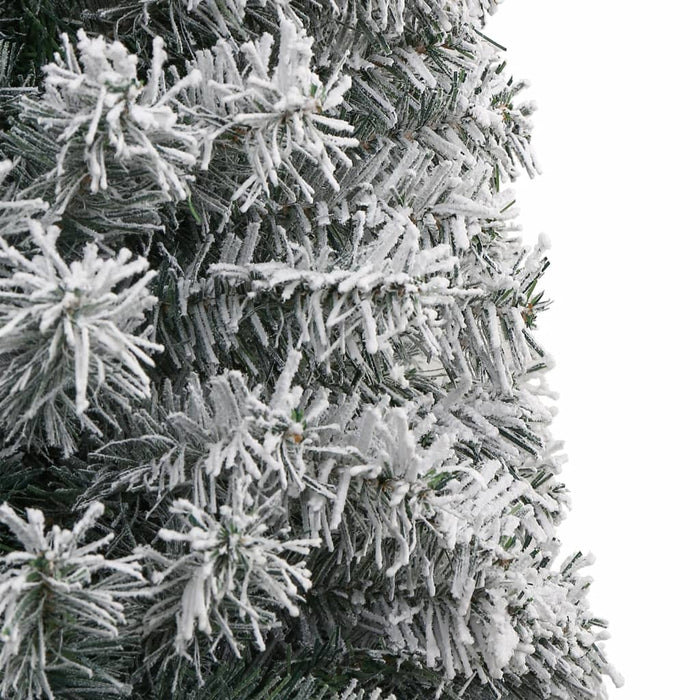 Albero di Natale Sottile con Base e Neve Floccata 270 cm PVC