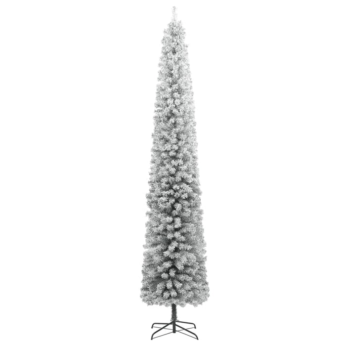 Albero di Natale Sottile con Base e Neve Floccata 300 cm PVC 357687