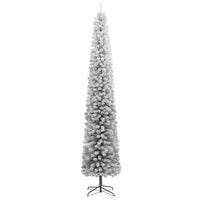 Albero di Natale Sottile-Decorazioni natalizie con Base e Neve Floccata 300 cm PVC