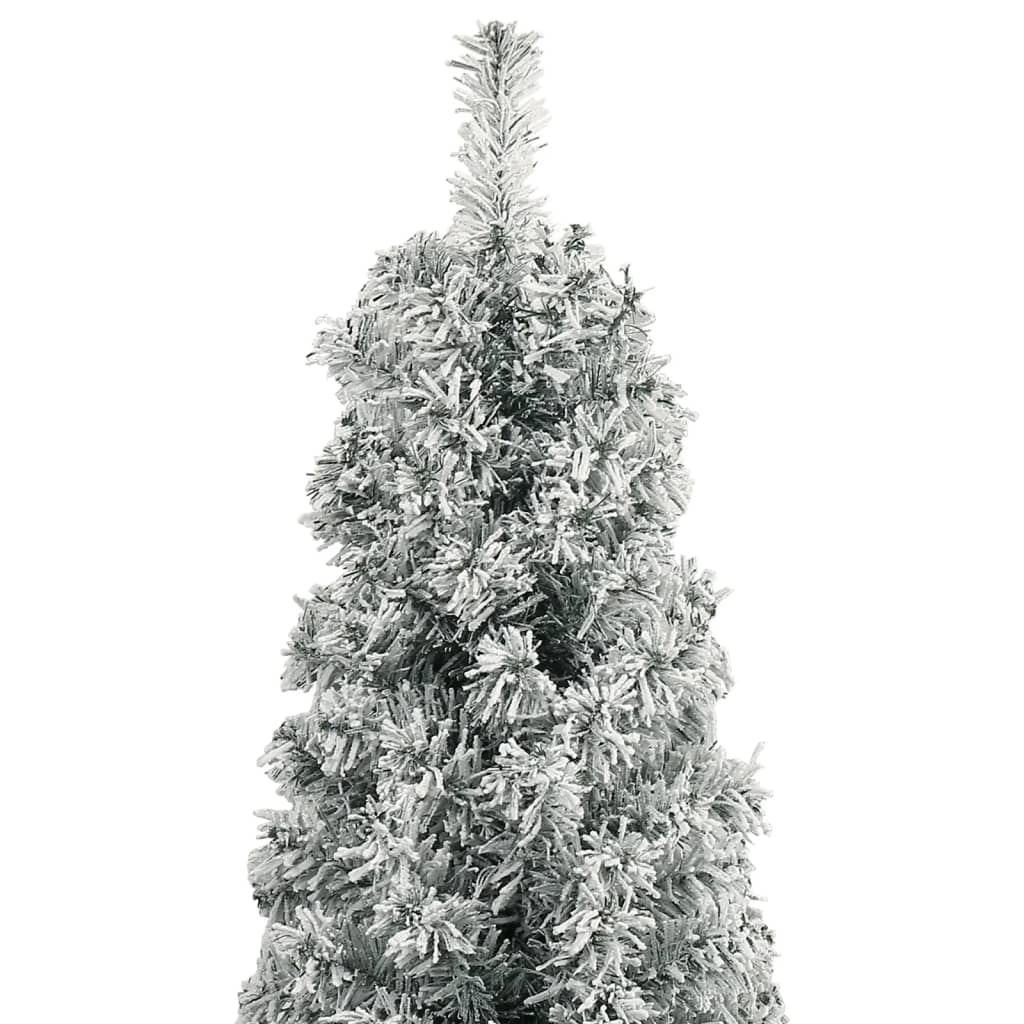 Albero di Natale Sottile con Base e Neve Floccata 300 cm PVC 357687
