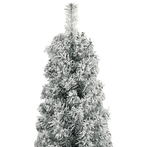 Albero di Natale Sottile-Decorazioni natalizie con Base e Neve Floccata 300 cm PVC