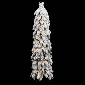 Albero di Natale Artificiale con 60 LED e Neve Floccata 120 cm