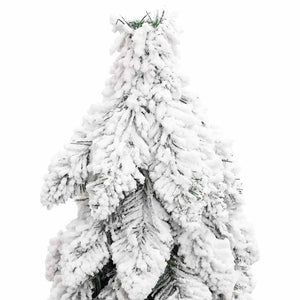 Albero di Natale Artificiale con 60 LED e Neve Floccata 120 cm