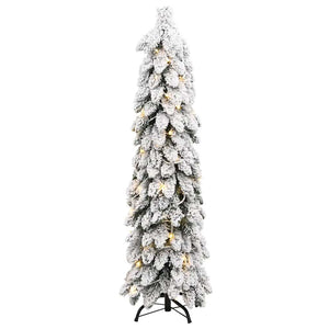 Albero di Natale Artificiale con 80 LED e Neve Floccata 150 cm 357697