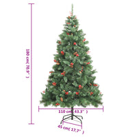 Albero Natale Artificiale Incernierato con Pigne e Bacche 180cm 357707
