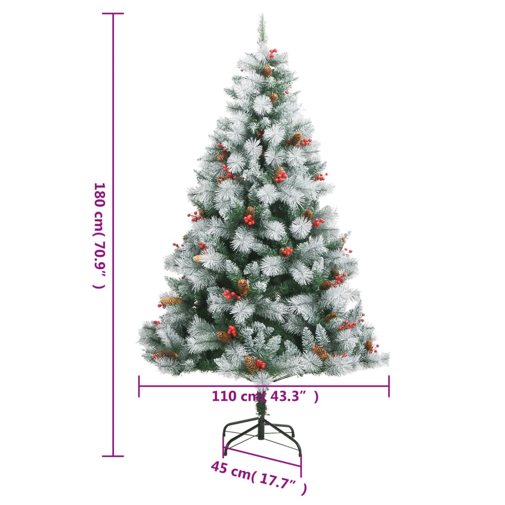Albero Natale Artificiale Incernierato con Pigne e Bacche 180cm 357712