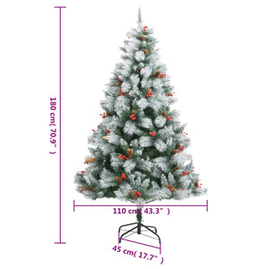 Albero Natale Artificiale Incernierato con Pigne e Bacche 180cm 357712