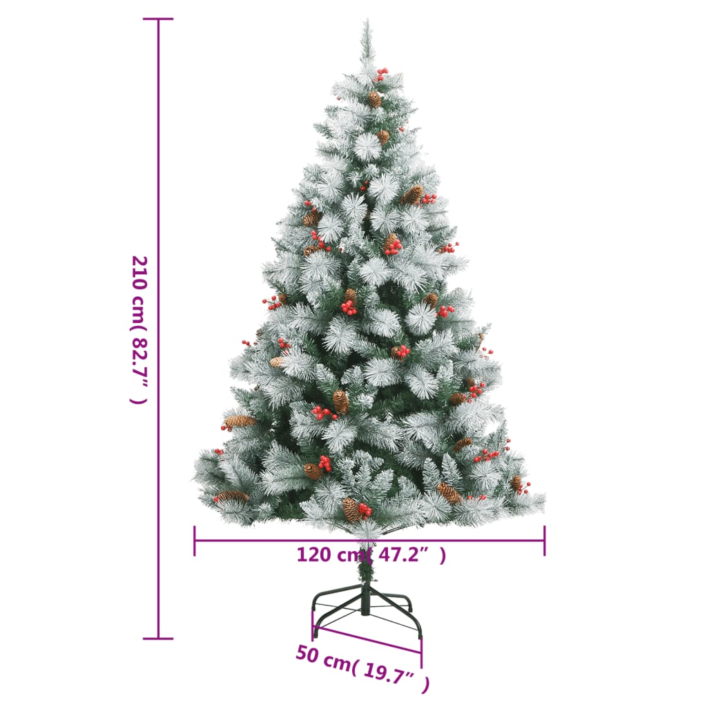 Albero Natale Artificiale Incernierato con Pigne e Bacche 210cm 357713